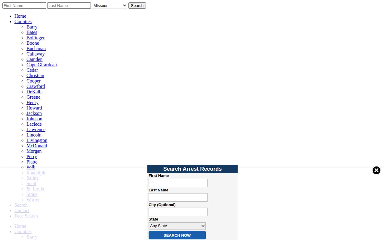 Polk County Arrests.org local section with unofficial date and search filters