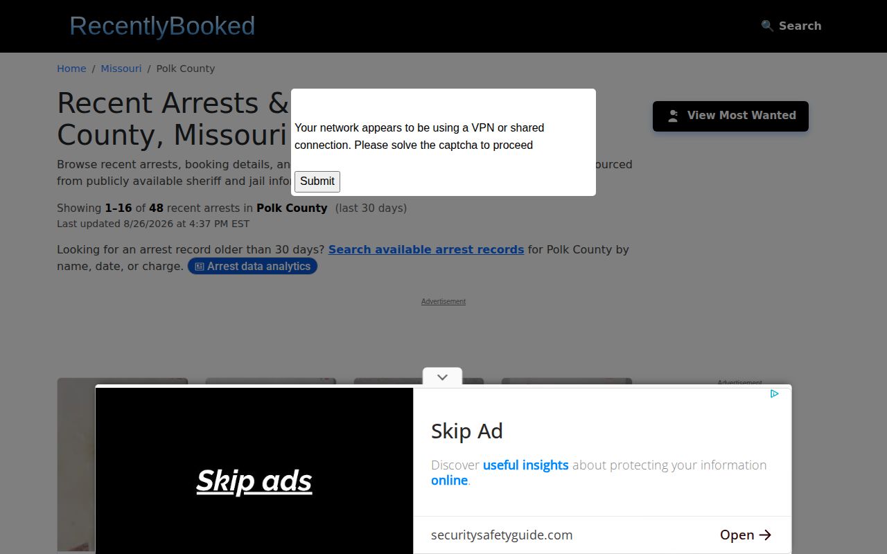 Polk County RecentlyBooked local section used as an unofficial secondary lead
